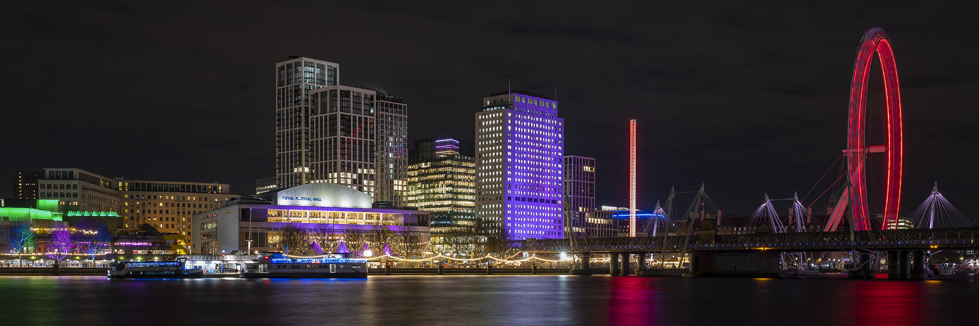 Panoramic image of London Skyline at night in glorious colour