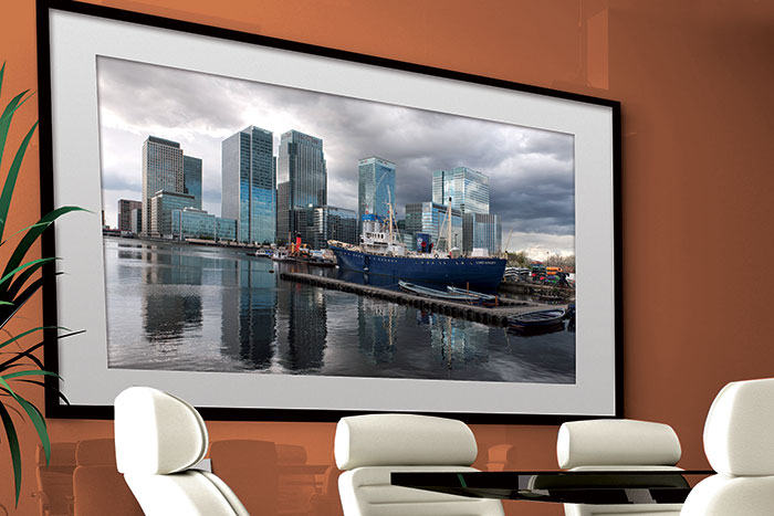 Print of Canary Wharf in a boardroom