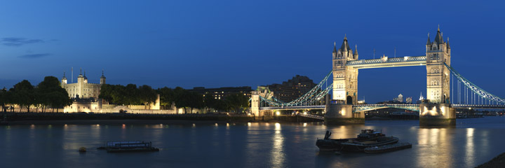 Tower Bridge and Tower of London at Dusk