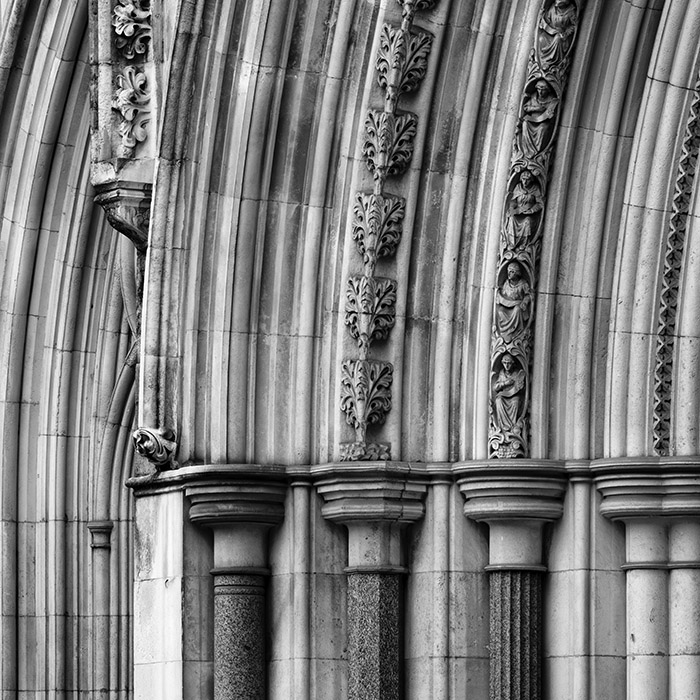 Architectural detail from a collection of photographs of the Royal Courts of Justice in London