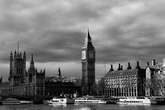 houses of parliament black and white photo