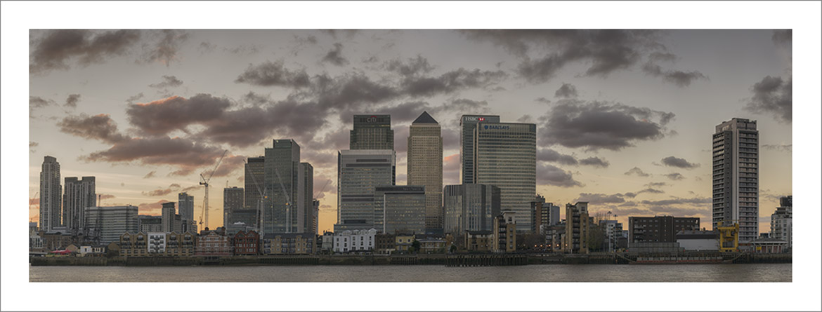 Art print of the London Cityscape at docklands,