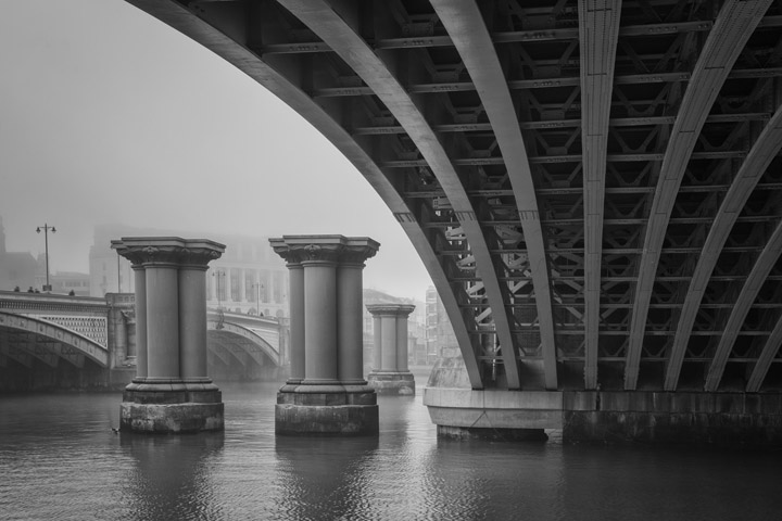  Black and white photograph of Blackfriars Bridge