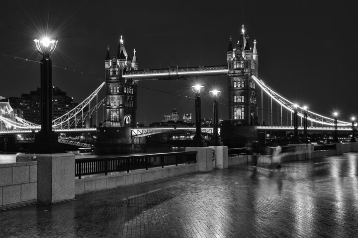  Black and white photo of Tower Bridge
