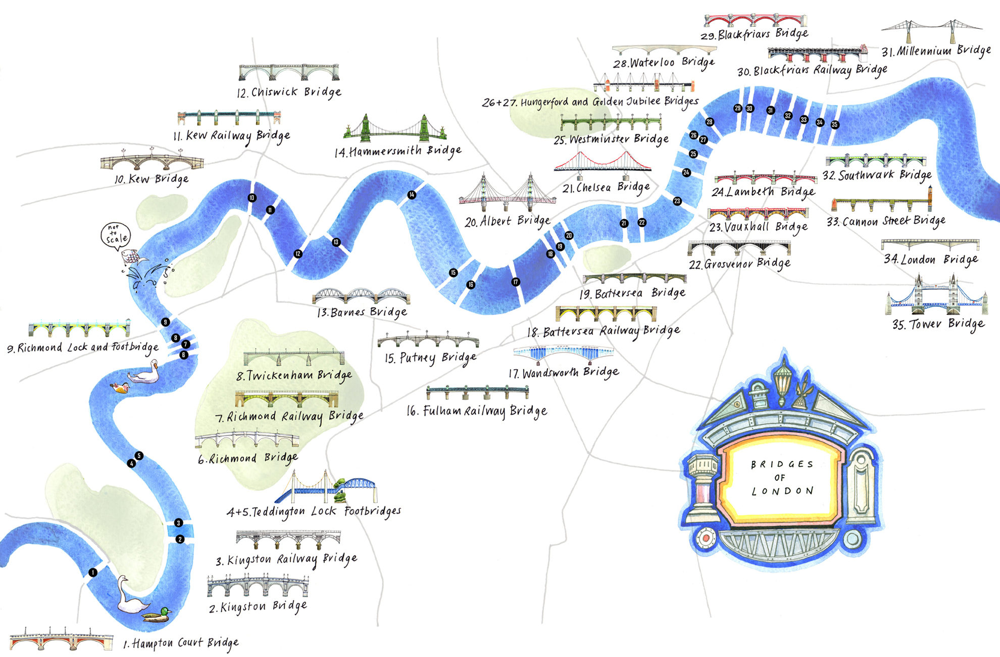 Bridges of London illustration by Lis Watkins