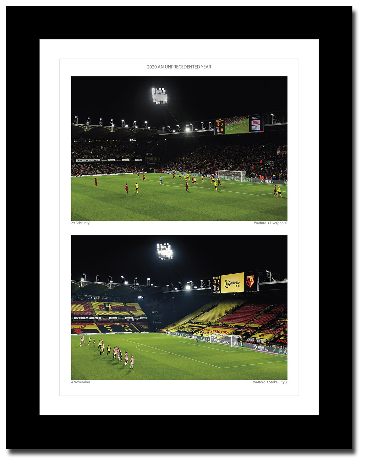 Framed print of Watford FC in the pandemic