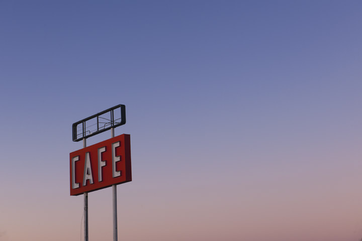 Photograph of Cafe Sign at dawn - Route 66
