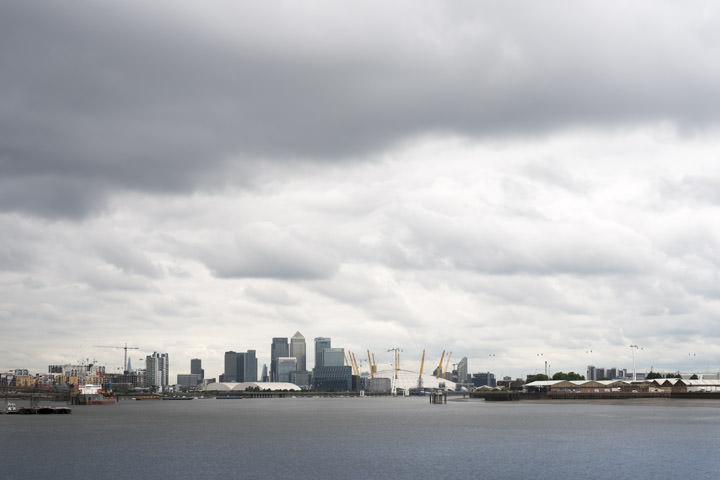 Canary Wharf Cityscape on a cloudy winter day