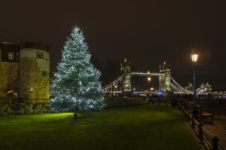 A Chirstmas in front of Tower Bridge and the Tower of London