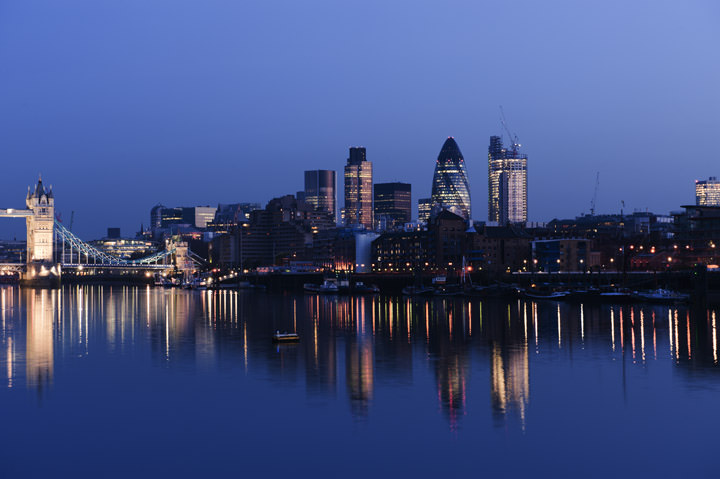 City of London skyline at dusk 