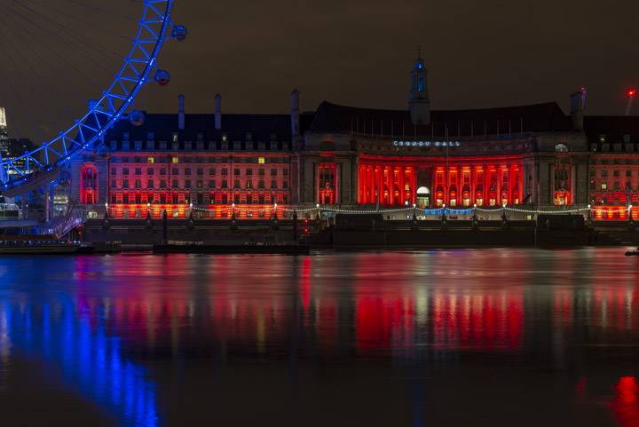 Photograph of County Hall in Red