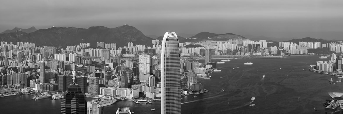 Hong Kong Cityscape 1 panorama in black and white