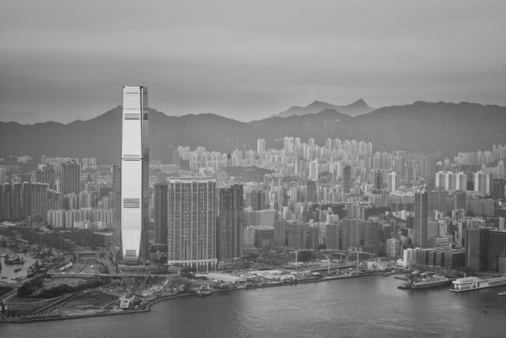 Hong Kong Cityscape 2 in black and white