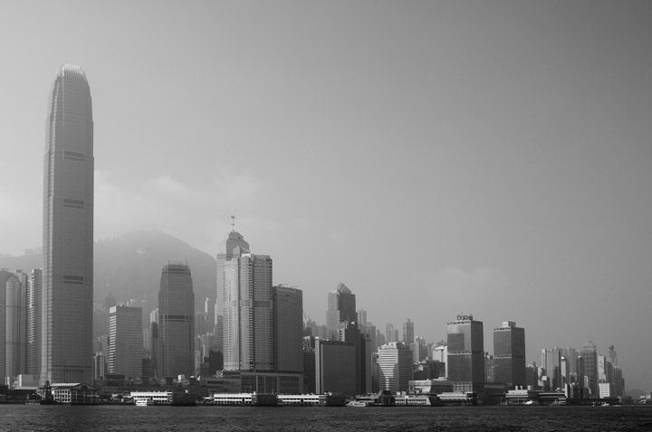 Hong Kong Skyline 1 in black and white
