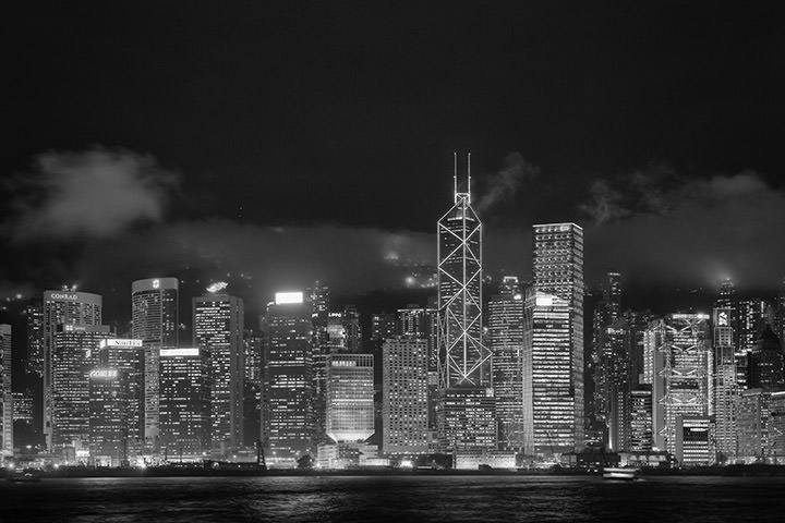 Hong Kong Skyline 26 in black and white
