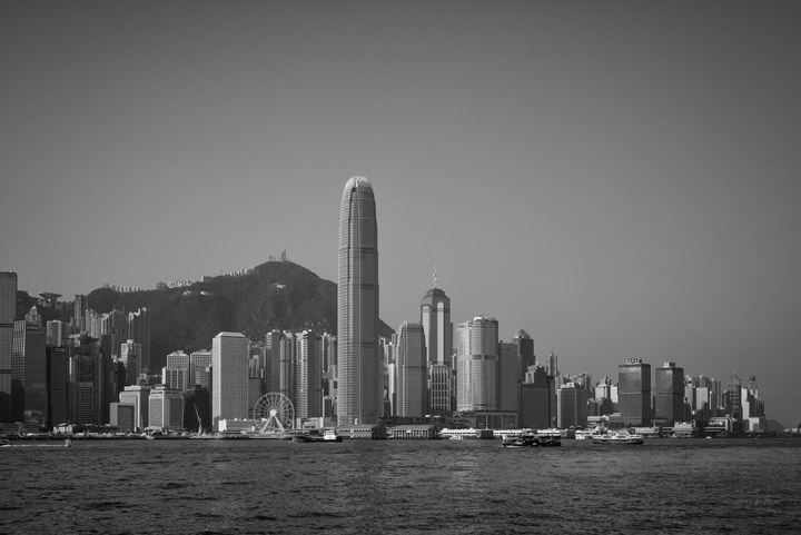Hong Kong Skyline 9 in black and white