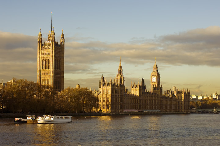 London's lost views -  of Houses of Parliament and Big Ben in golden light