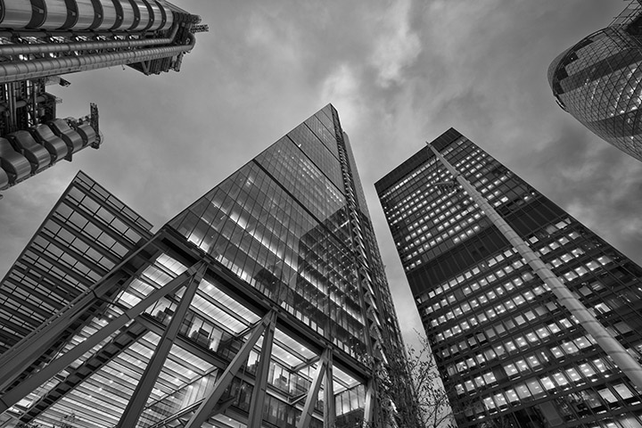  Black and white photo of The Leadenhall Building in London