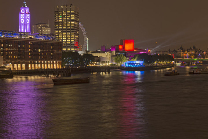 Oxo Tower, Sea Containers House and the London Eye on the South Bank of the River Thames