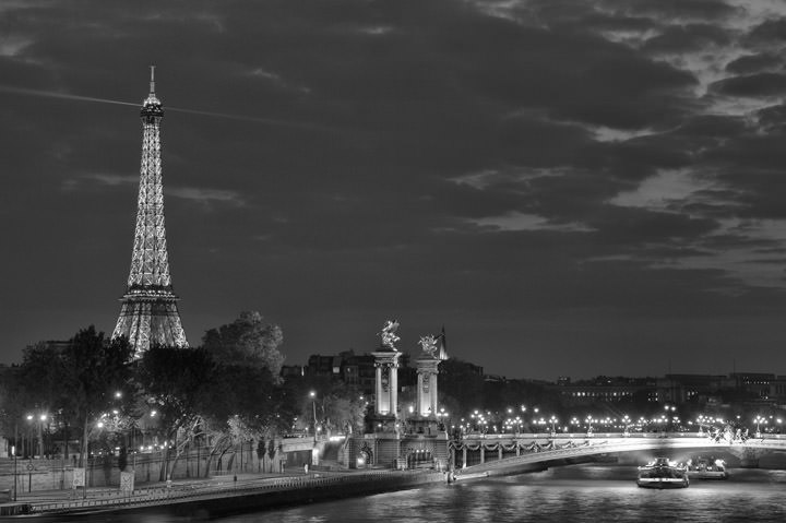 Photograph of Paris at night