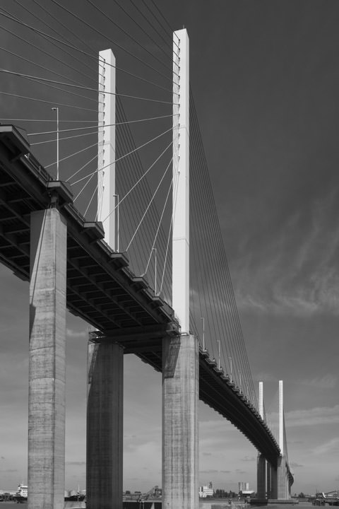 Vertical photograph of Queen Elizabeth II Bridge at Dartford.