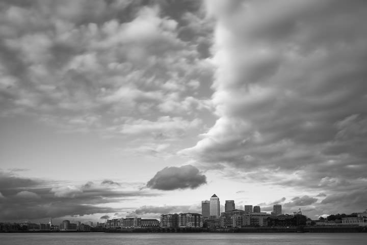 River Thames East London at Southwark featuring Rotherhithe in Black and White