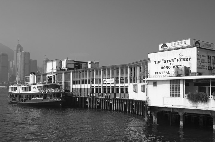 Star Ferry Terminal 2 in black and white