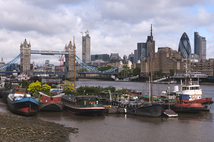 Photograph of Tower Bridge and Houseboats 1