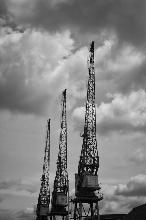 West India Dock Cranes on River Thames in Tower Hamlets