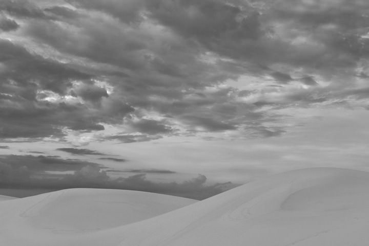 White Sand Dunes beneath a cloudy sky in New Mexico USA