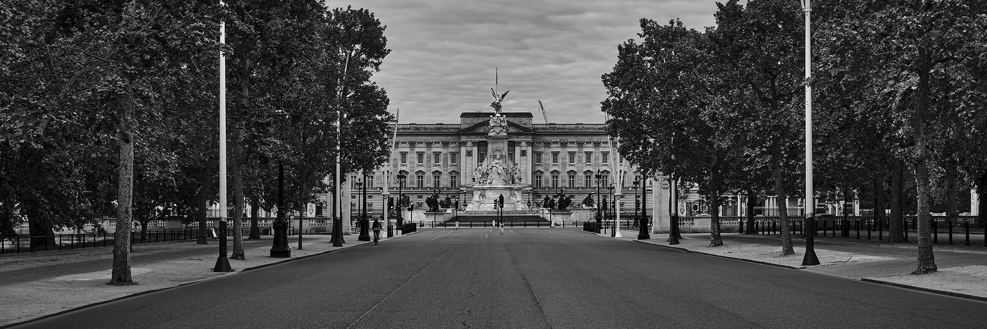 Panoramic black and white picture of City of London skyscrapers