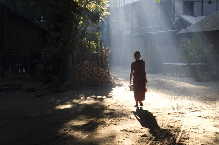 A monk in rural Burma