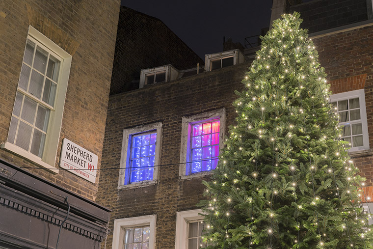 Christmas Tree at Shepherds Market in Mayfair