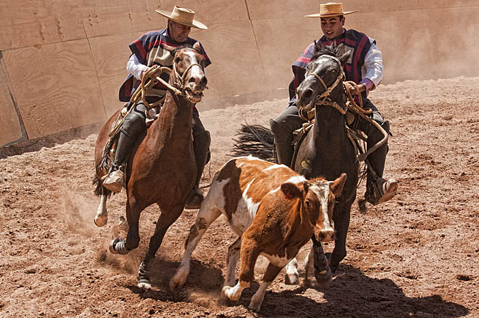 Two rodeo cowboys in Chile