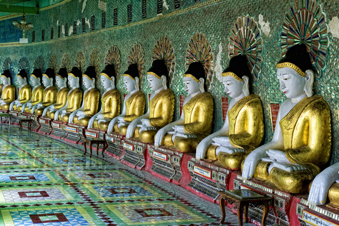 Buddhas in a circle at Sagaing in Myanmar