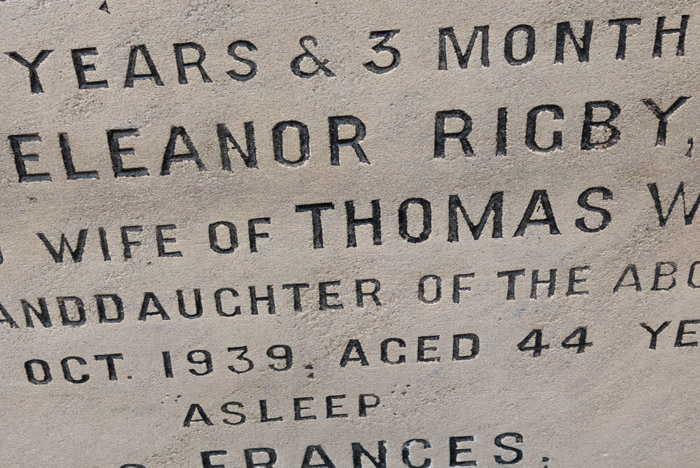 Tombstone of Eleanor Rigby in Liverpool