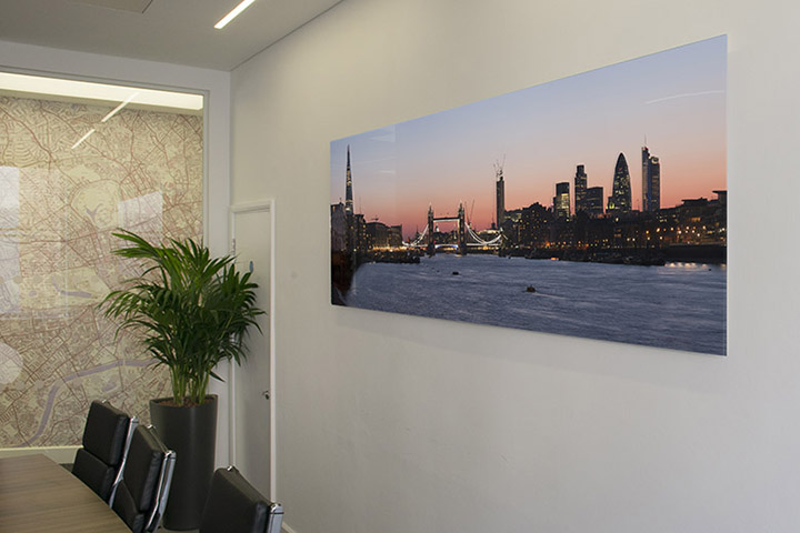  Diasec acrylic prints in modern boardroom
