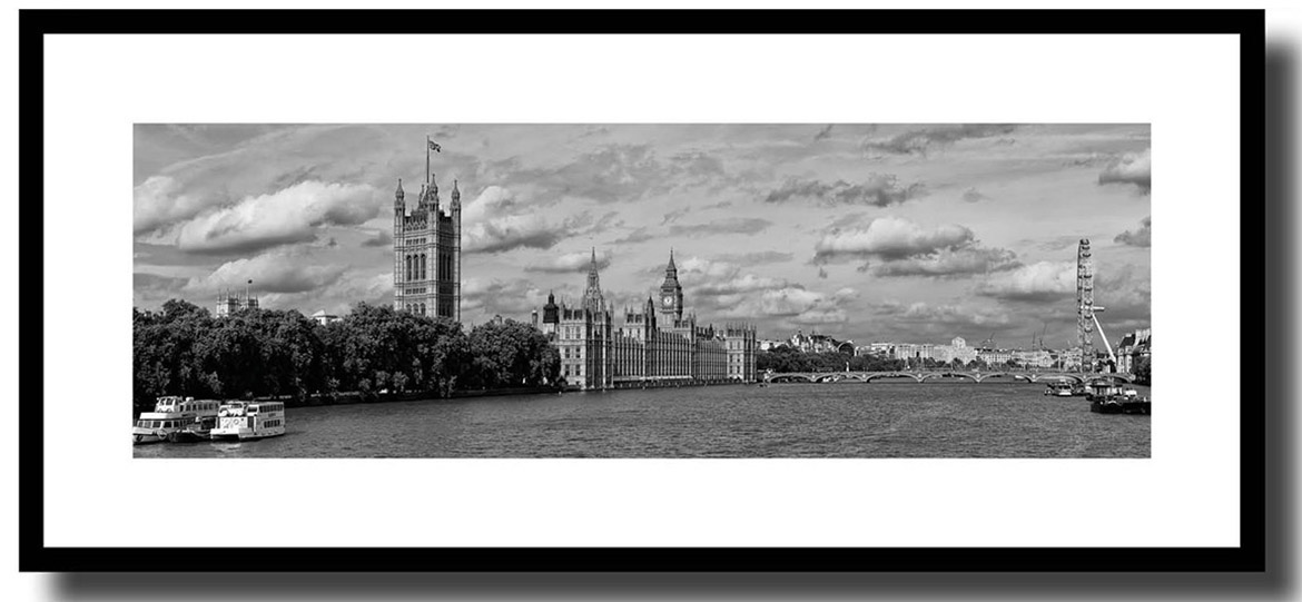 Framed panoramic print of Houses of Parliament in London