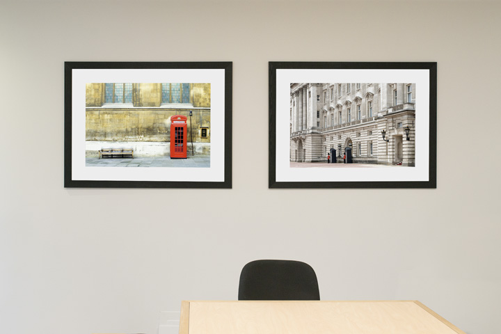 Framed prints of London as art in London Office