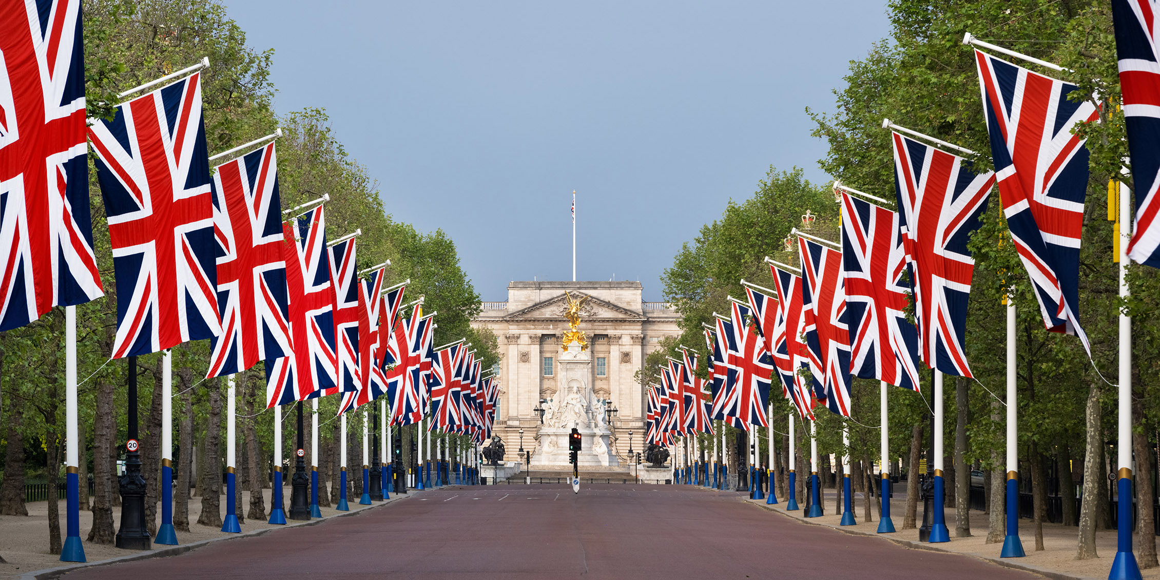 Photograph of London coronation flags on the Mall