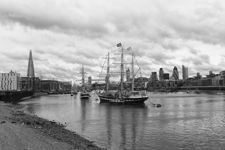 Avenue of Sails - tall ships on River Thames at Southbank