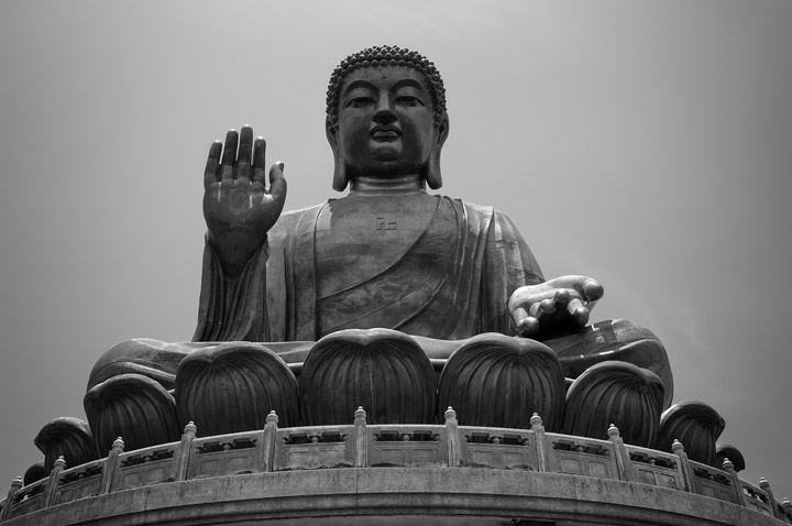 Big Buddha Po Lin 3 in black and white