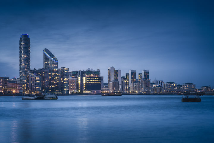 Blue picture of the River Thames featuring Blackwall and Leamouth 