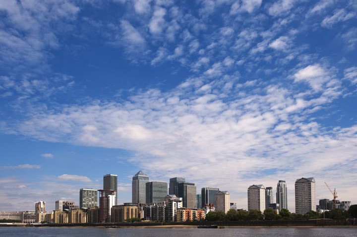 Photograph of Canary Wharf from the River Thames