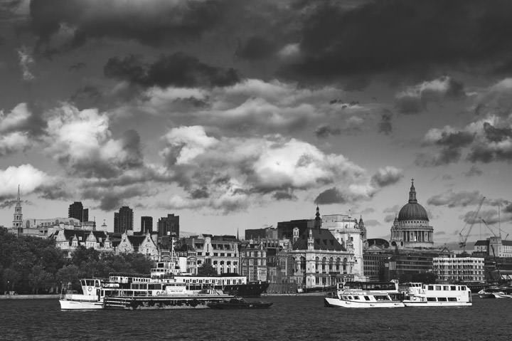 Dramatic City of London Skyline in black and white