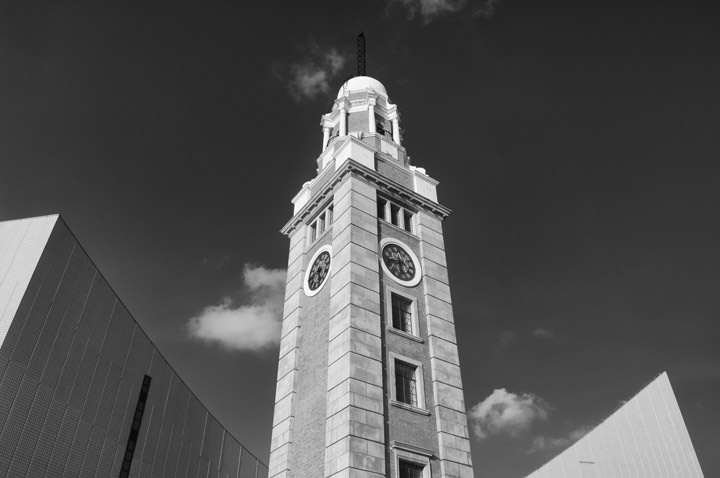 Clock Tower Hong Kong 1 in black and white