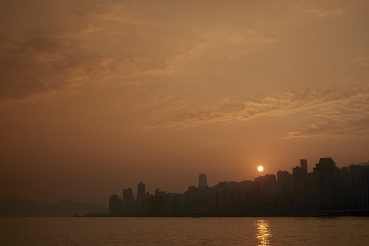 Sunrise over the Eastern Corridor on Hong Kong Island