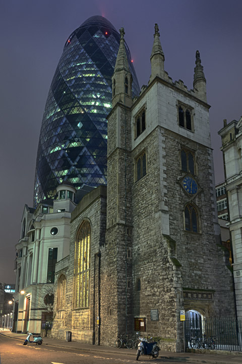 Gherkin and Church of St Andrew Undershaft