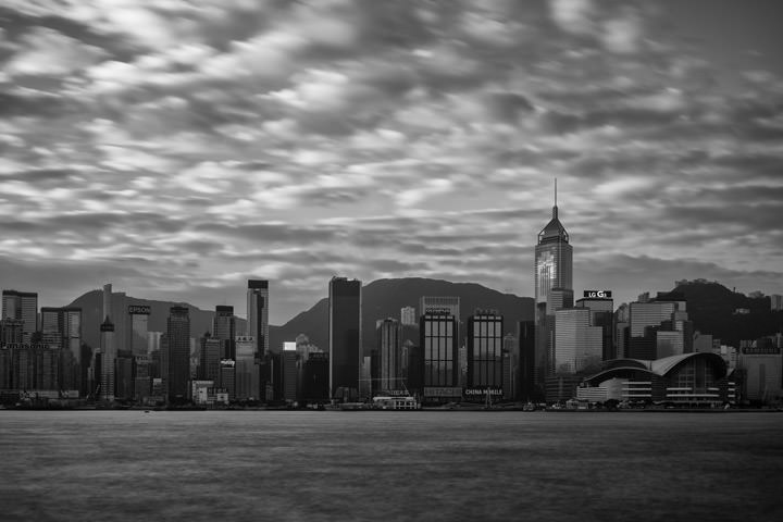 Hong Kong Cityscape 3 in black and white