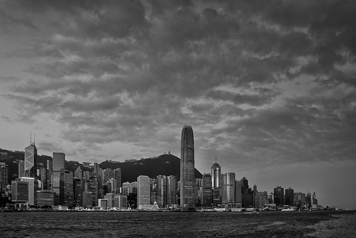 Hong Kong Island Dawn 1. in black and white